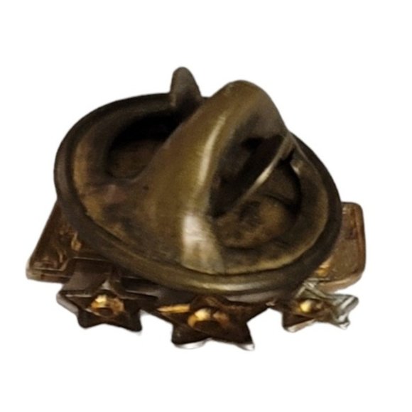 10K White And Yellow Gold USA Three Star Tie Tac Lapel Pin E104 - Picture 4 of 8